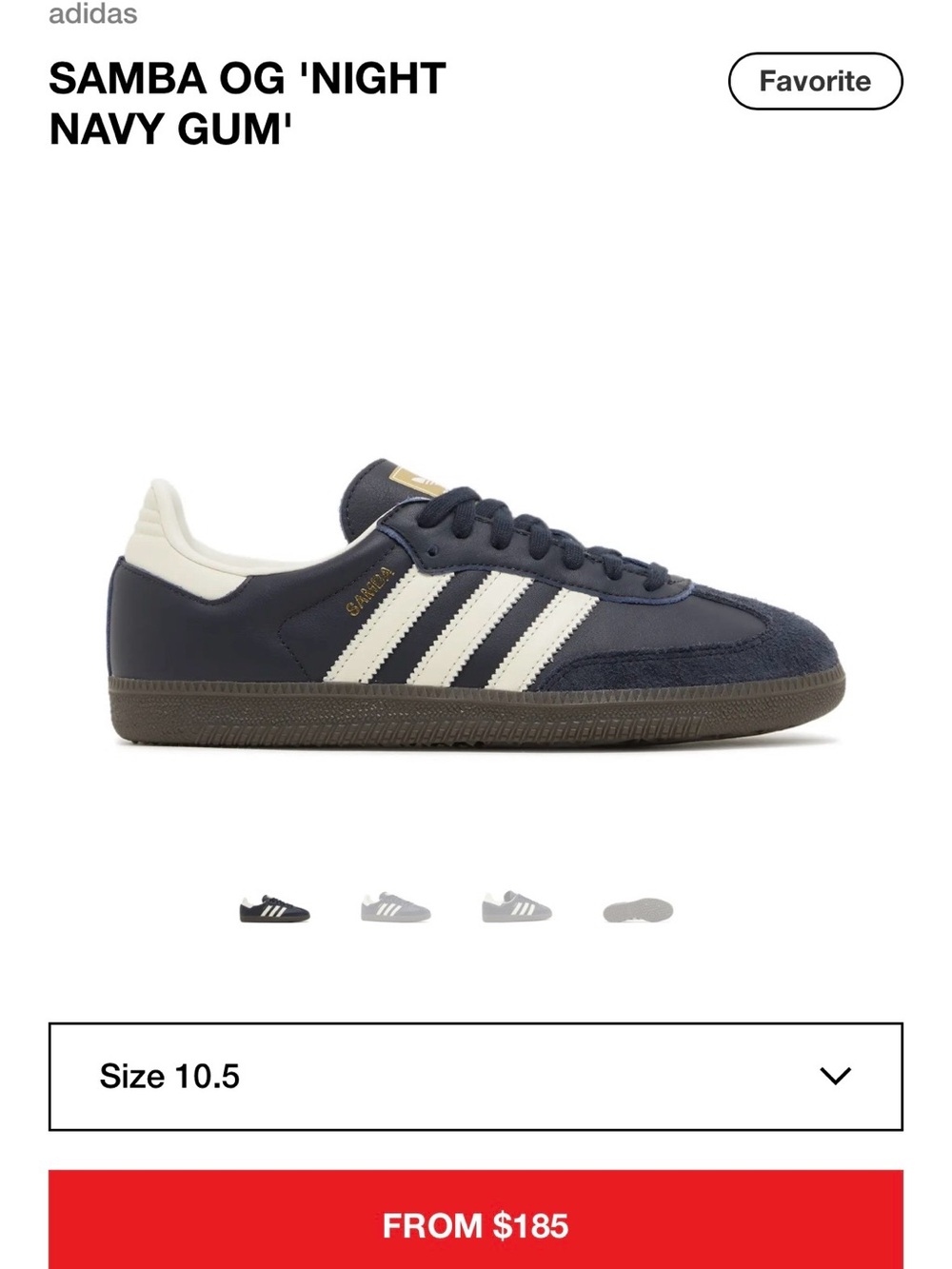 adidas Samba OG Night Navy with Cream Stripes and Gum Sole #ID2056